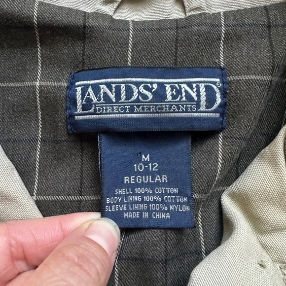 Lands' End Cream Utility Jacket with Brown Collar - Picture 2 of 8